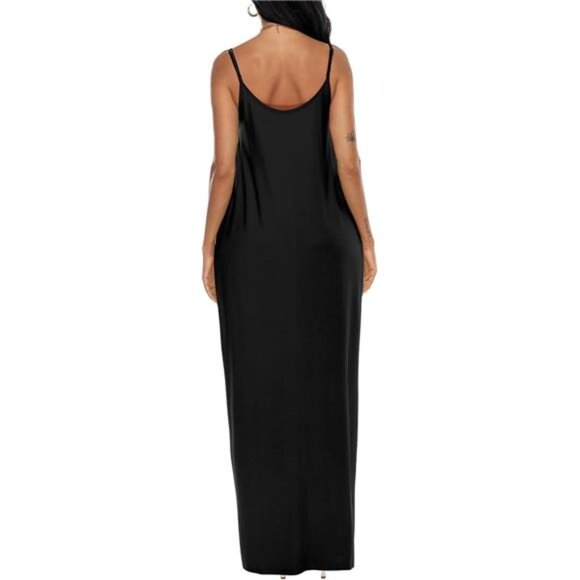 Women's Maxi Dresses Summer Spaghetti Strap Dress with Pockets - Picture 5 of 6